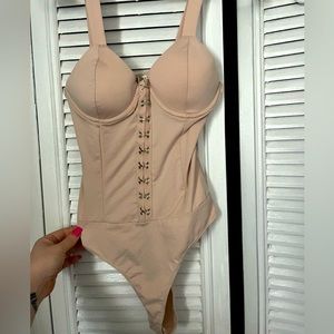 Corset onesie tan color push up bra